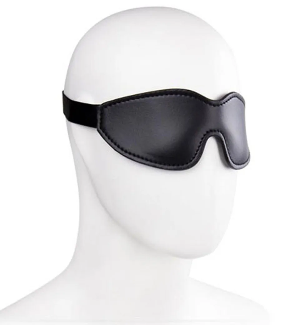 Genuine Leather Padded  Blindfold w// Elastic Strap