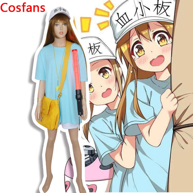 

Hot Cells At Work Platelet Cosplay Anime Hataraku Saibou Cosplay Costume Women Tops Shorts Hat shoes bag whistle baton flag wig