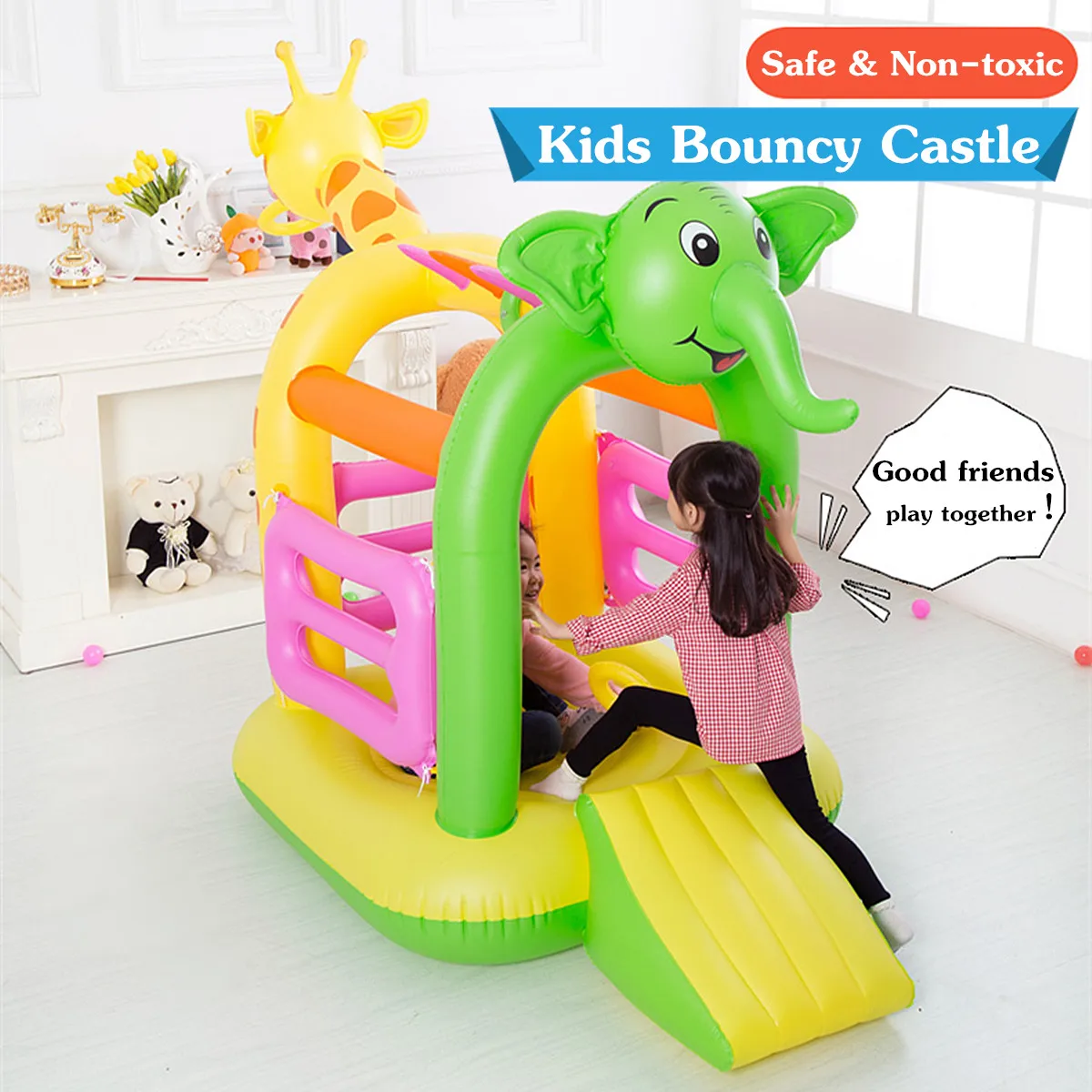

Inflatable Kids Children Bouncy Slide Castle Jumping Bouncer PVC Colorful Non-toxic House Outdoor Play Multi-functional Design