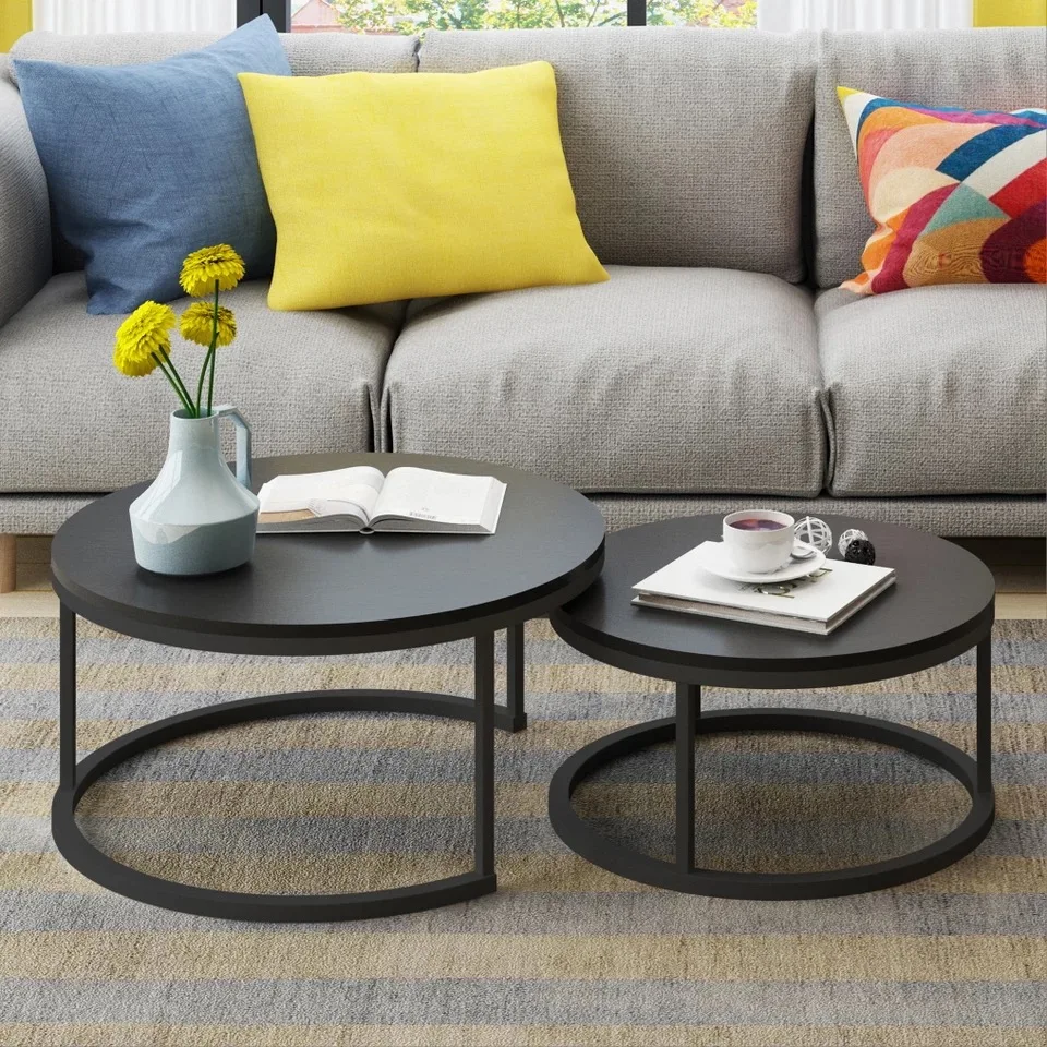 Steel Wood Nordic Style Home Wooden Coffee Table creative small apartment simple living room combination side mini round