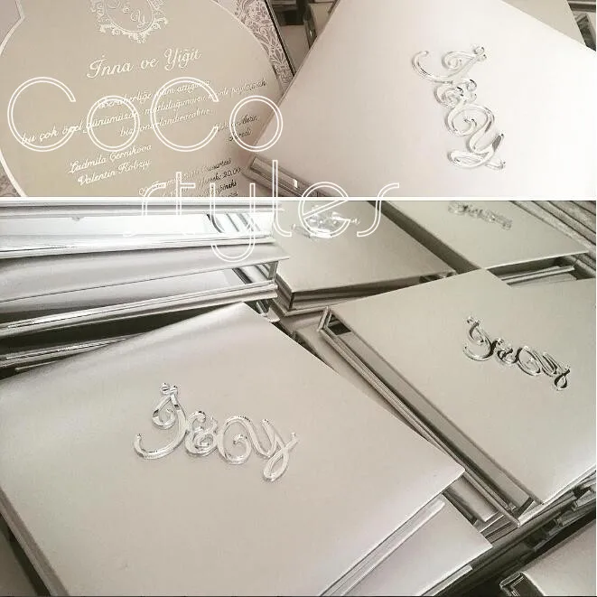  Cocostyles customization hand made paper hard cover acrylic boxed wedding invitation with hand bag  - 32864357564