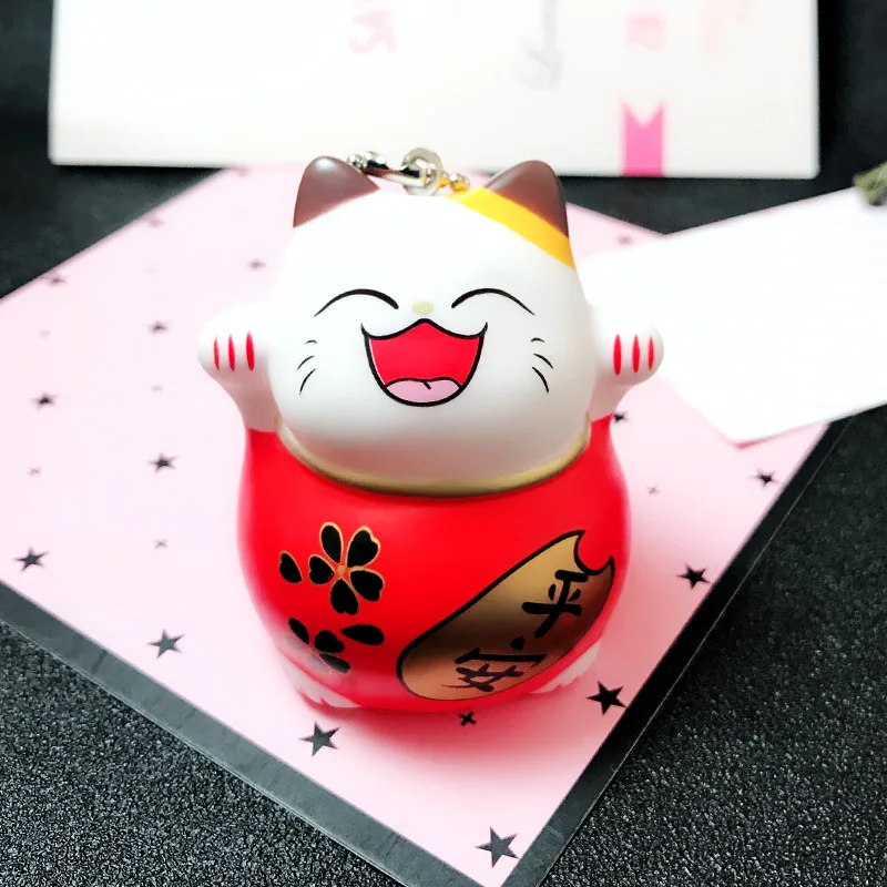 Cute Fortune Cat Figures Toys Keychain Anime Cartoon Lucky Cats Neko Figuras Dolls Key Bag Pendant (3)
