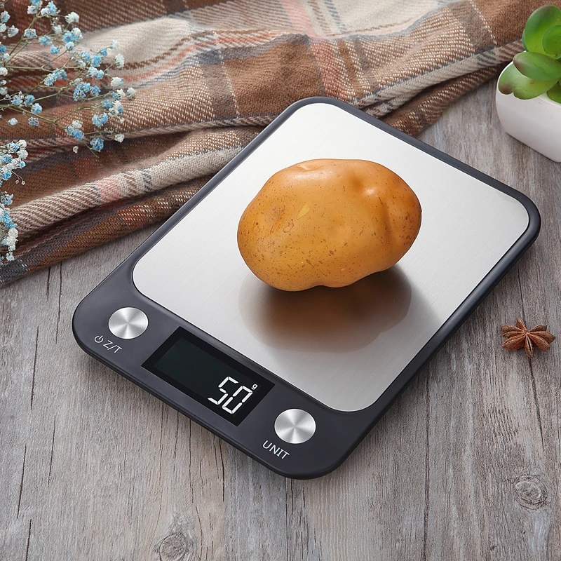 WFGOGO цифровые кухонные весы Вес грамм и унции 11lb 5кг из нержавеющей стали для
