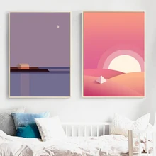 Minimalist Cartoon Landscape Sunset Moon Wall Art Canvas Painting Nordic Posters And Prints Wall Pictures For Living Room Decor Minimalist Cartoon Landscape Sunset Moon Wall Art Canvas Painting Nordic Posters And Prints Wall Pictures For Living Room Decor