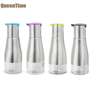 

QueenTime Glass + Stainless Steel Oil Bottle Soy Sauce Container Spice Tools Cooking Tools Kitchen Accessories Oil Container