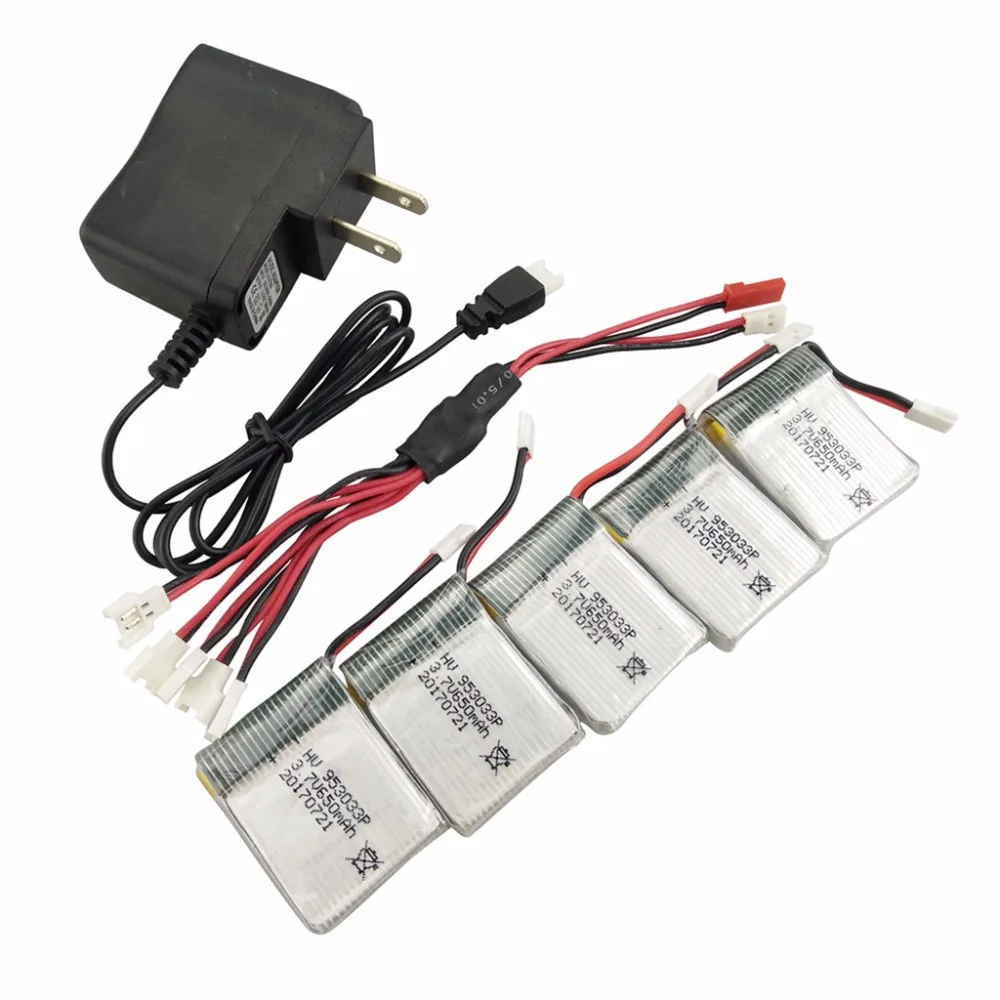 

RC Quadcopter Accessories 5PCS 3.7V 650mAh Lithium Battery + 1PCS battery charger + 1 for 5 transfer line for Q1012 X8tw X8 Q9