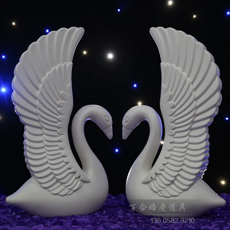 

(with base Pillars ) Double-sided plastic swans solid background adornment check-in area furnishing articles