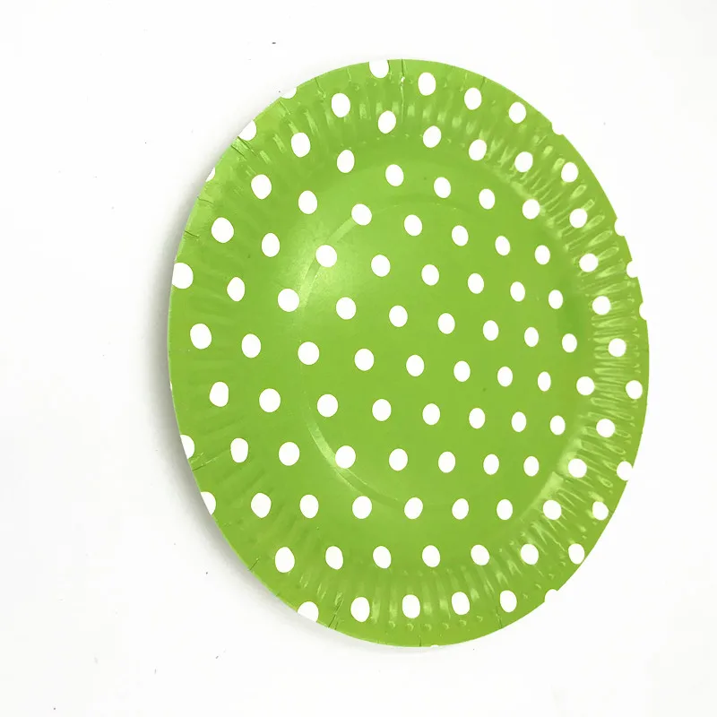 

10pcs fruit green polka dot pattern plates baby shower event decoration polka dots dishes kids birthday party supplies