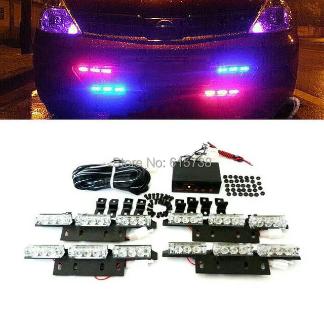 4 X 9 Led White Green Amber Red Blue Color Cars Truck Flash 4 X 9 Led White Green Amber Red Blue Color Cars Truck Flash Strobe Lights 12v Car Grill Emergency