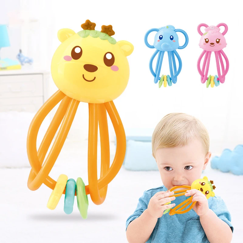 Baby Silicone Toy teether Hand Bell Manhattan Ball Rattle BPA Free High Temperature Boiled Baby Rattle