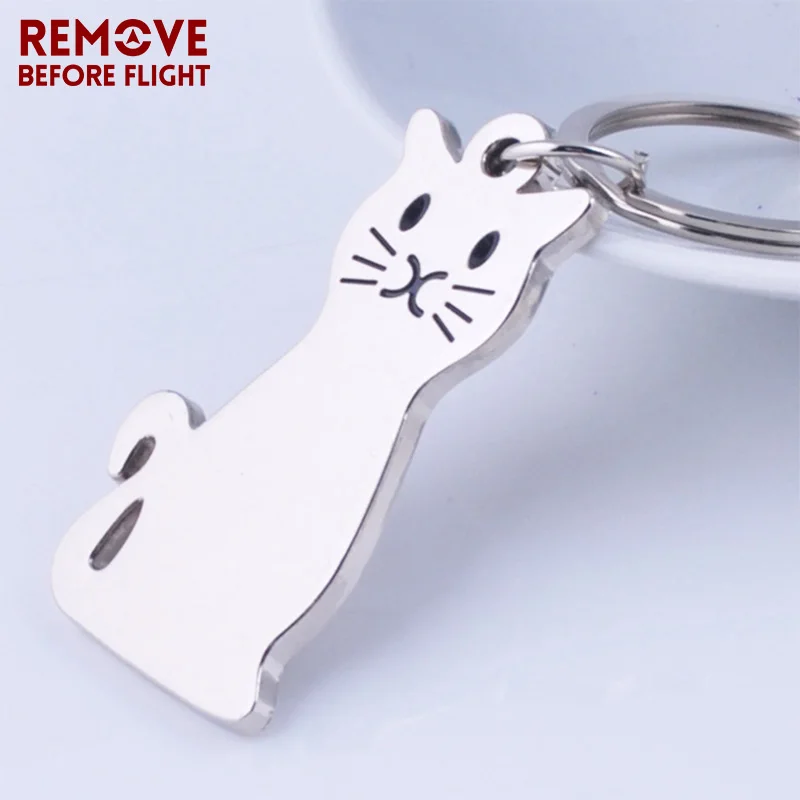 Fashion Jewelry Keychains Lovely Kitty Shaped Creative Gifts Silver Color Key Chains for Kids Fashionable Cat Key Ring Chain3