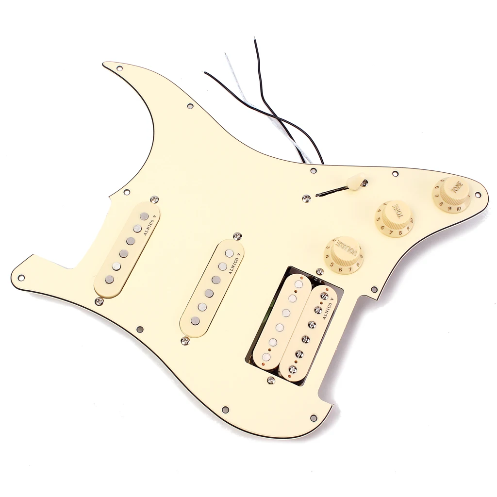 Prewired 3-ply Pickguard Scratchplate SSH 2-single Coil and 1 Dual Coil Pickup with Magnets for Fender ST Stratocaster Guitar