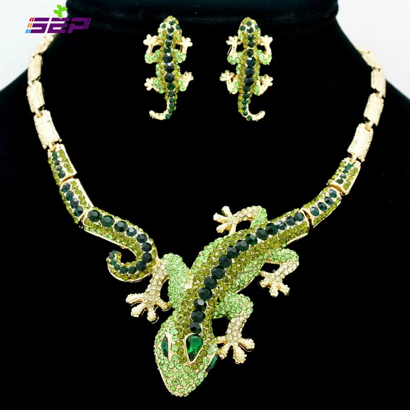 Женский ювелирный комплект из колье и серёг в виде ящерицы|necklace earring set|earrings setfashion
