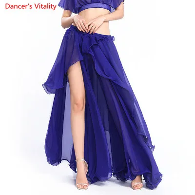 Professional Competition Sexy Chiffon For Women Belly Dance Skirt Maxi Costume Dancer Dress11 Color; Free Shipping - Цвет: Синий