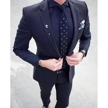 2 pcs Homens blazer Men’s Terno Slim Fit Masculino Formal Mens business wedding suits for men costume homme navy blue suit 2017