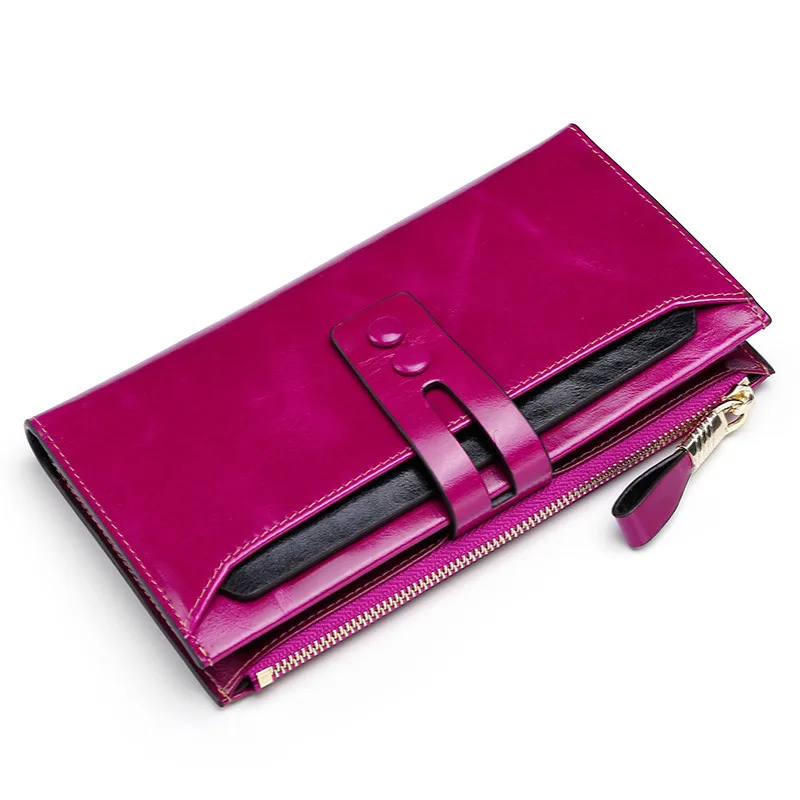 Vente Mode femmes portefeuilles en cuir véritable femmes portefeuilles avec poche de téléphone dames sac à main moraillon femmes sac à main portefeuille embrayage Cartera Mujer