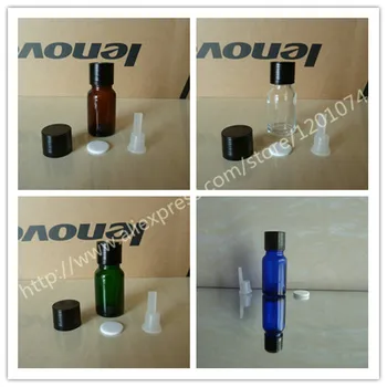 

10ml clear/brown/green/blue shiny Glass Bottle With aluminum shiny black cap(lines)+clear insert.Oil vial,Essential Oil bottle