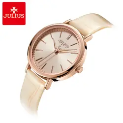 Часы JULIUS для женщин Повседневное Кожаный ремешок наручные часы Роскошные розовое золото кварцевые женские часы Reloj Mujer 2018 женские