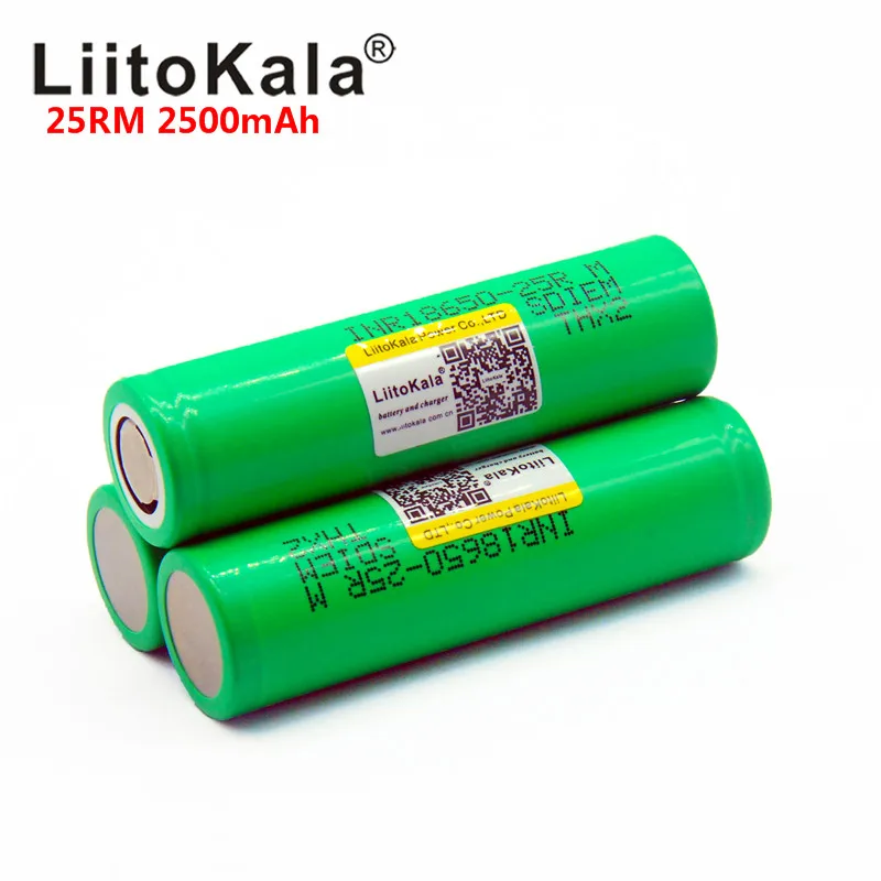 liitokala 18650 2500mah литиевая батарея 25RM INR 18650 25R M 20A батарея+ коробка