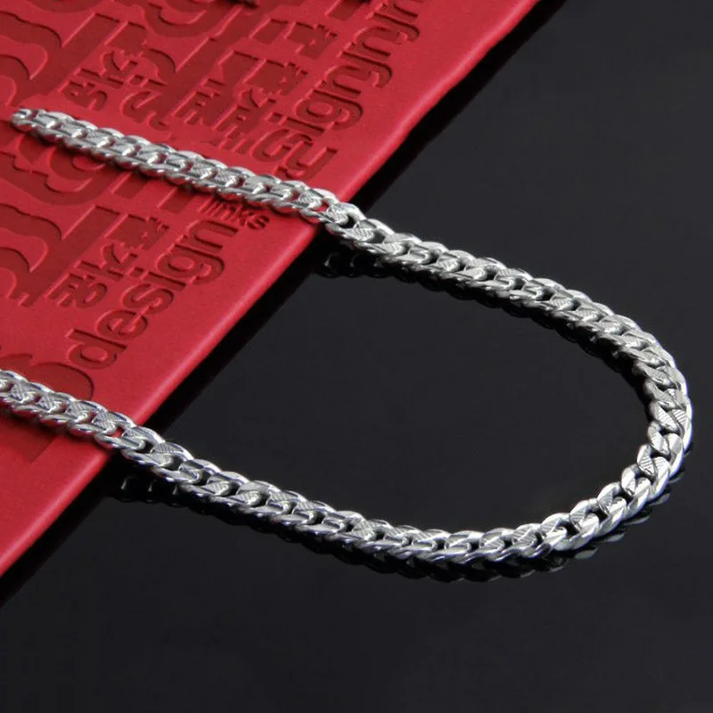 100% Стерлингового Серебра 925 Ожерелье Цепь мужская Ожерелье Реального Чистого Серебра Ожерелье Цепи 6 ММ Широкий Панк Мужчины ювелирные изде...