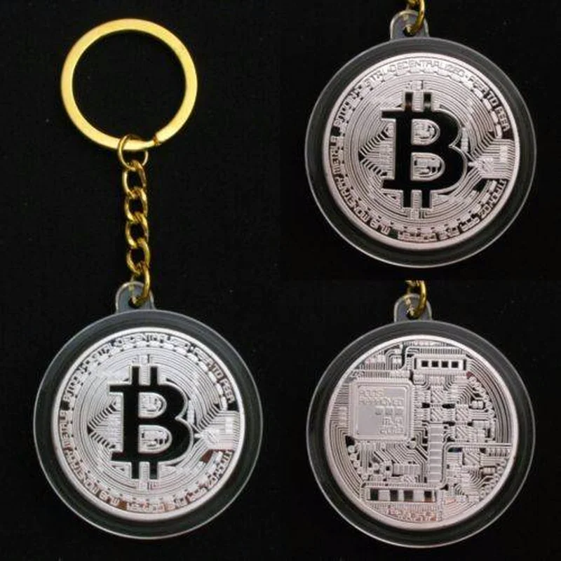 Новый Дизайн Мода цвета: золотистый серебристый Цвет сплав Bitcoin брелок для Для
