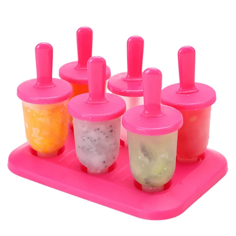 6 Freezer Ice Pop Maker Mold Popsicle Dessert Ice Cream Frozen Pops Cake Treats Kitchen tools