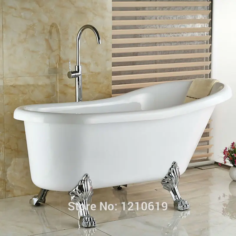 

Newly Simple Style Bath Shower Faucet Single Handle Chrome Bathtub Faucet Mixer Tap Floor Standing