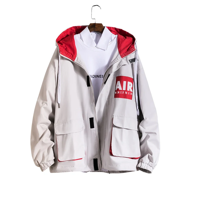 Jacket spring new fashion men's jacket men's tooling casual loose jacket men's large pocket Velcro decorative print jacket Jacket spring new fashion men's jacket men's tooling casual loose jacket men's large pocket Velcro decorative print jacket