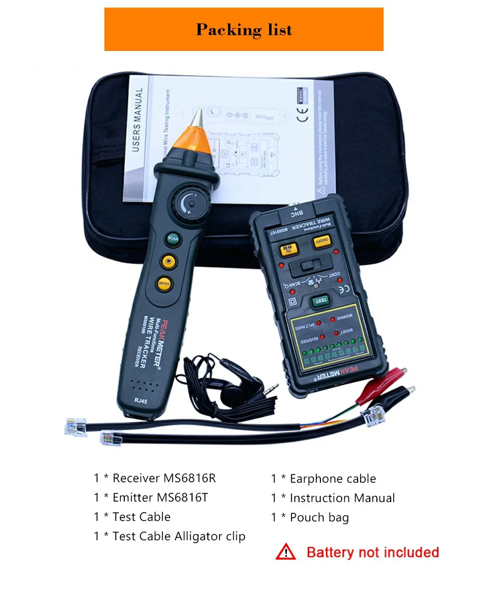 PEAKMETER MS6816R кабель провода трекер телефонной линии DC уровень сети тестер метр для теле связи сетевые инструменты