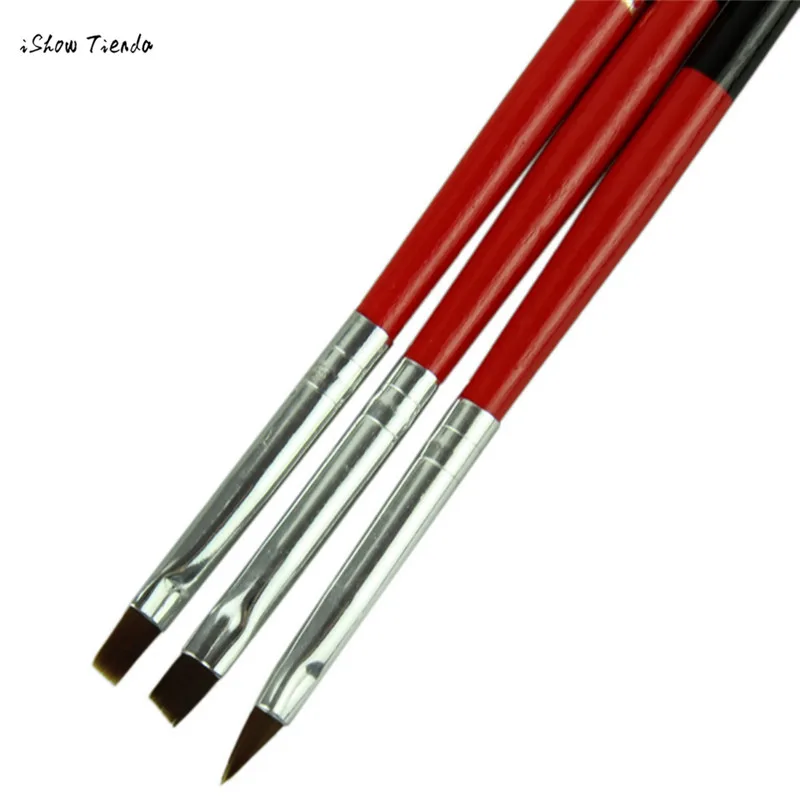 

Besr Deal 3pcs/lot Professional Nail Art Brushes Set Tools Painting Pen nail tips nail gel polish Red Soft Pen pinceaux peinture