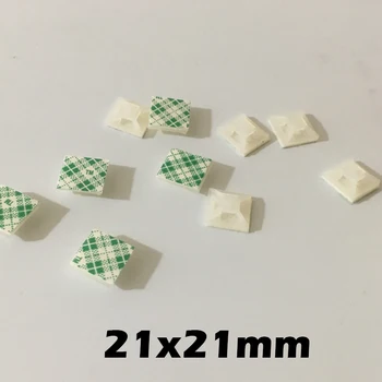 

100pcs 21x21mm 21*21 White Black Nylong Square Plastic 3M Self Adhesive Wire Zip Fixed Seat Holder Cable Tie Mount Base