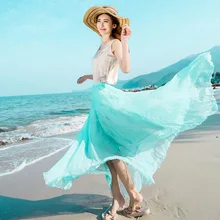 TingYiLi большая женская пляжная юбка для лета длинная юбка фиолетовая розовая синяя юбка макси