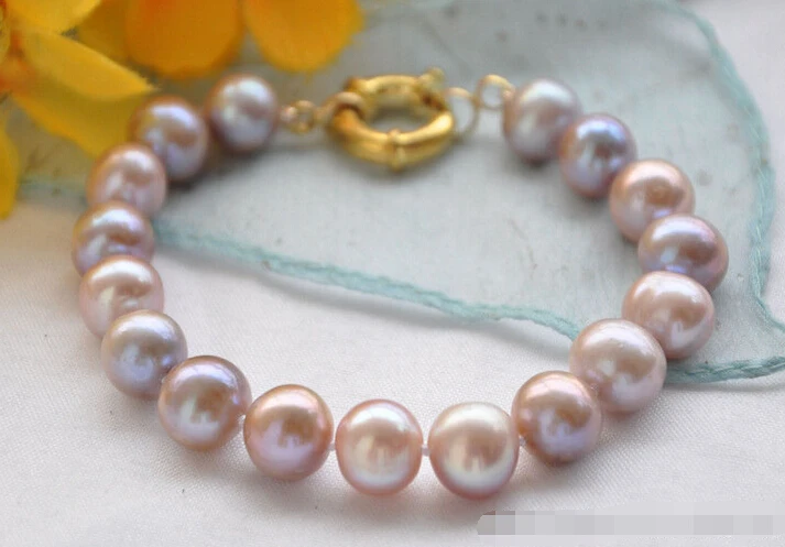 

Free shipping >>>>>>Z5545 REAL 8" 11mm lavender round freshwater cultured pearl bracelet