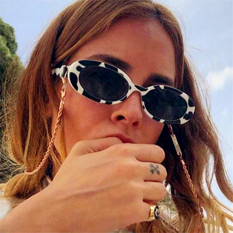 Занавес Gafas de Sol Mujer европейский стиль модные коровья кожа маленькая оправа