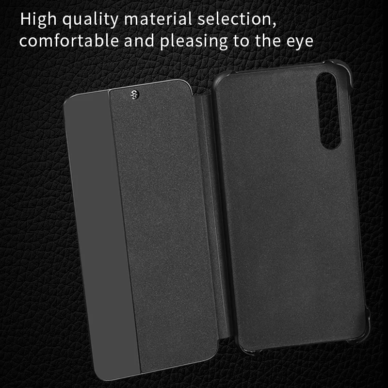 HUAWEI P20 Pro caso Original de lujo cuero genuino Smart View ventana espejo cubierta de protección HUAWEI P20 Funda