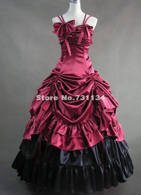Темно-красный цвет благородный и элегантный готический, викторианской эпохи платье викторианское бальное платье