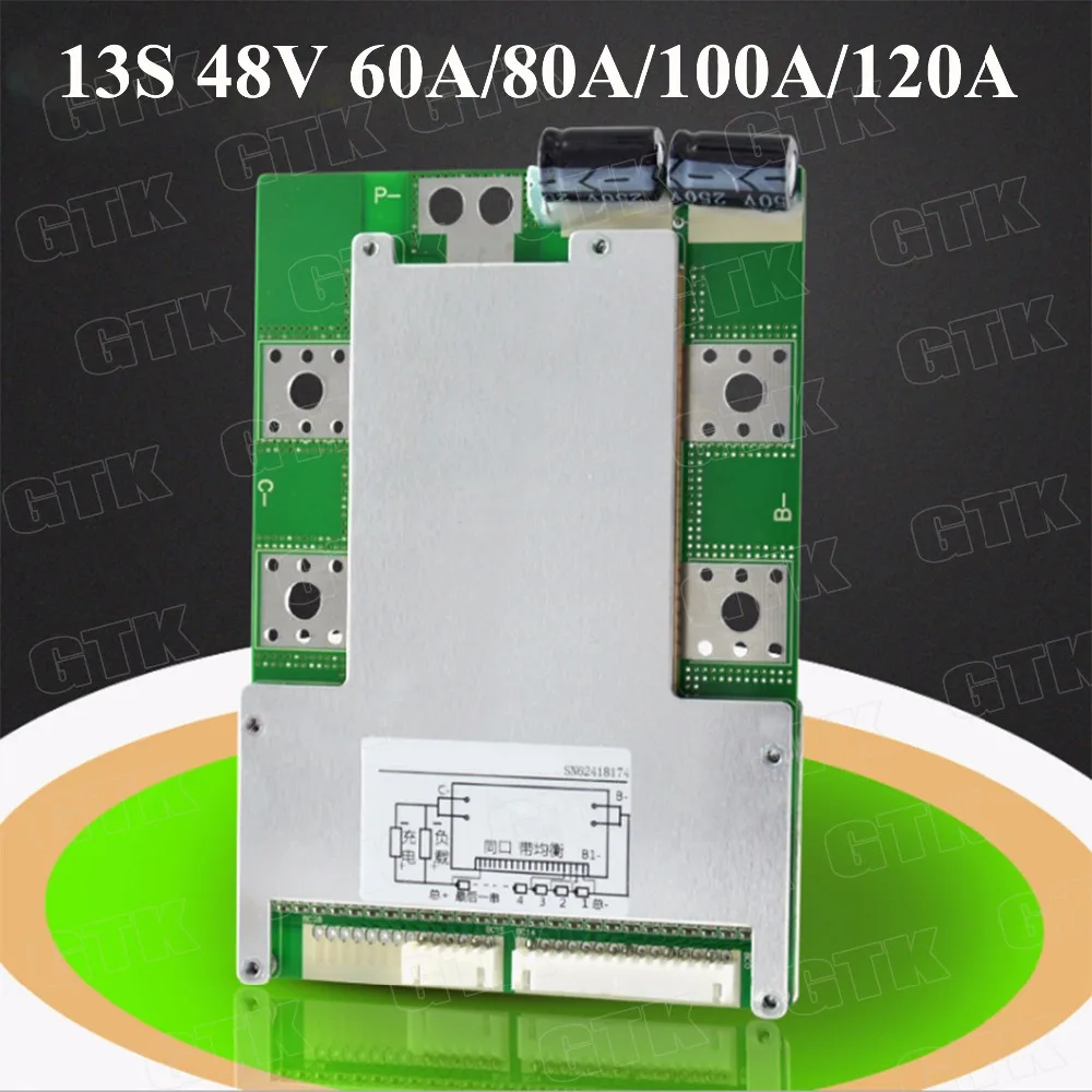 

GTK customize 13s 48v bms 60A 80A 100A 120A li ion battery protection board 48v 60A 80A 100A 120A lithium battery BMS