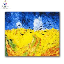 Пшеничные поля ворона Ван Гога, европейский стиль знаменитая картина по номерам раскраска Рисунок Картина по номерам номер