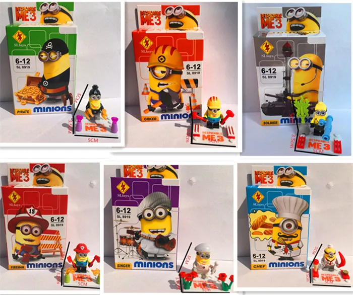 Building Block SL8919 Minion Despicable Me 3 Dave Stuart Chef Soldier Toy Action Figure toys for children | Игрушки и хобби