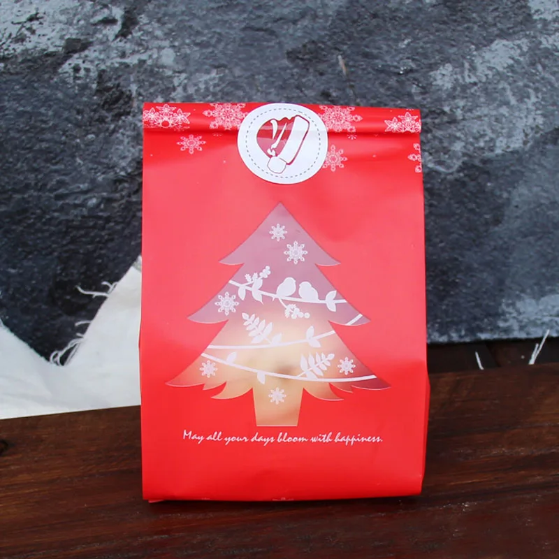 10 шт. Красная Зеленая Рождественская елка пластиковая сумка в форме снежинки для печенья конфетные сумки веселая Рождественская вечеринка Подарочный пакет для детей рождественские принадлежности