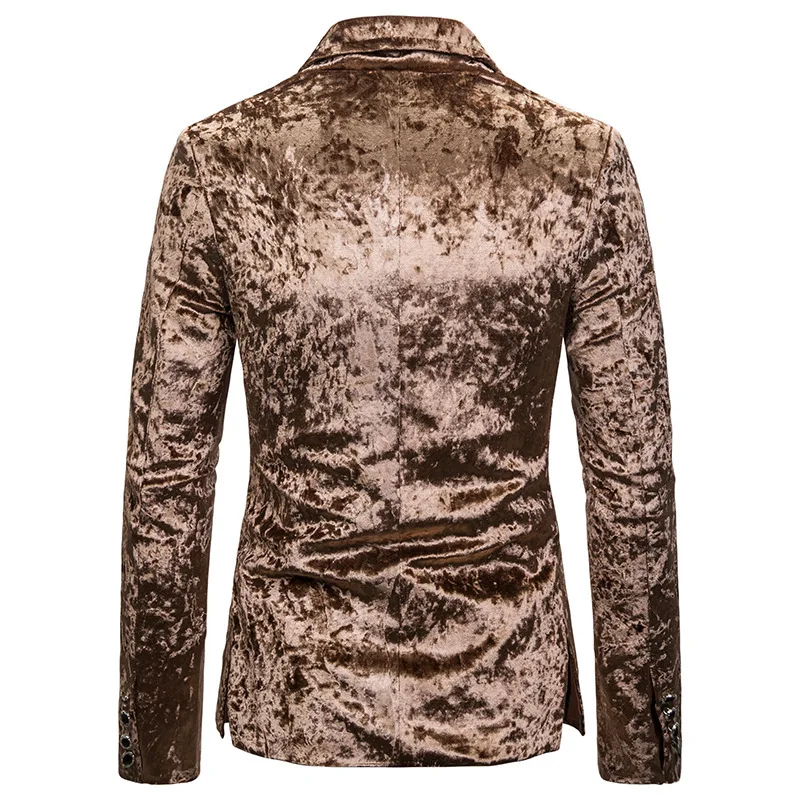 Блестящий Золотой бархатный пиджак для ночного клуба, мужской брендовый приталенный пиджак на одной пуговице, мужские вечерние куртки, костюм для сцены, банкета, выпускного, Homme