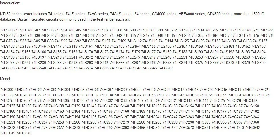 Тестер интегральной схемы/IC тестер/светодиодный тест/Тест оптопары/Тест LM339/KT152