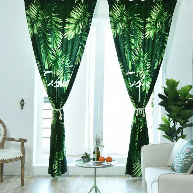 Buy 1 PCS Summer Tropical rainforest pattern curtain