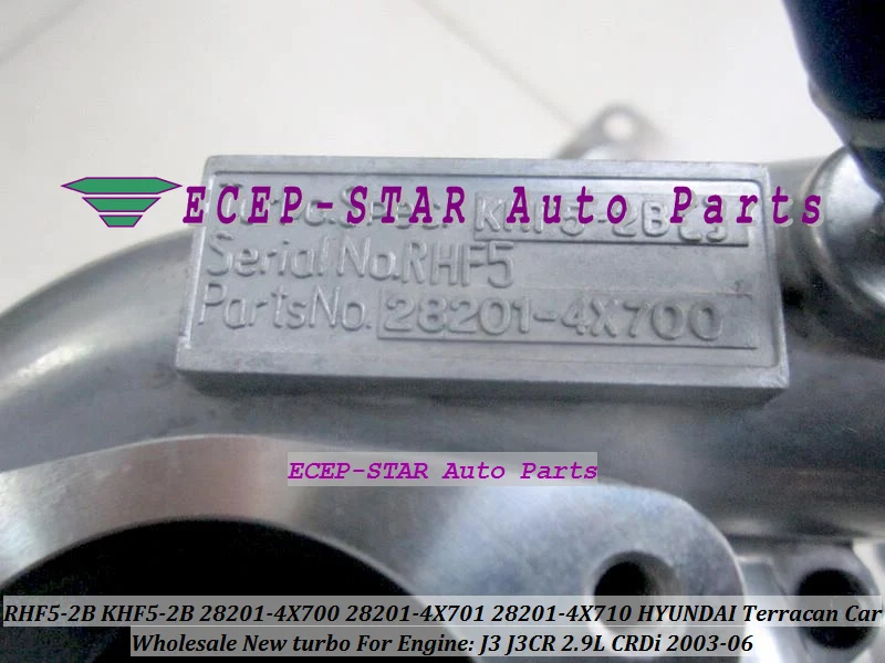 RHF5 KHF5-2B 28201-4X700 28201-4X701 28201-4X710 Turbo Turbocharger For HYUNDAI Terracan Car 2003-06 J3CR J3 2.9CRDi 2