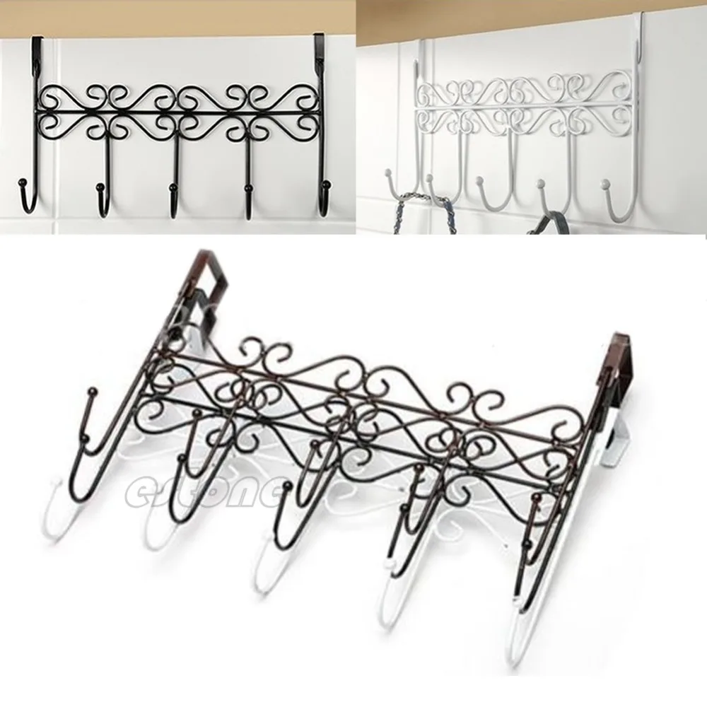 

5 Hooks Towel Coat Clothes Hat Bag Over Door Bathroom Hanger Hanging Rack Holder