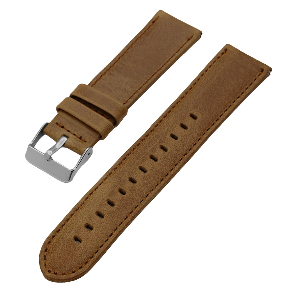 Ремешок кожаный для Fossil Watch Band быстросъемный браслет с петлей черный коричневый
