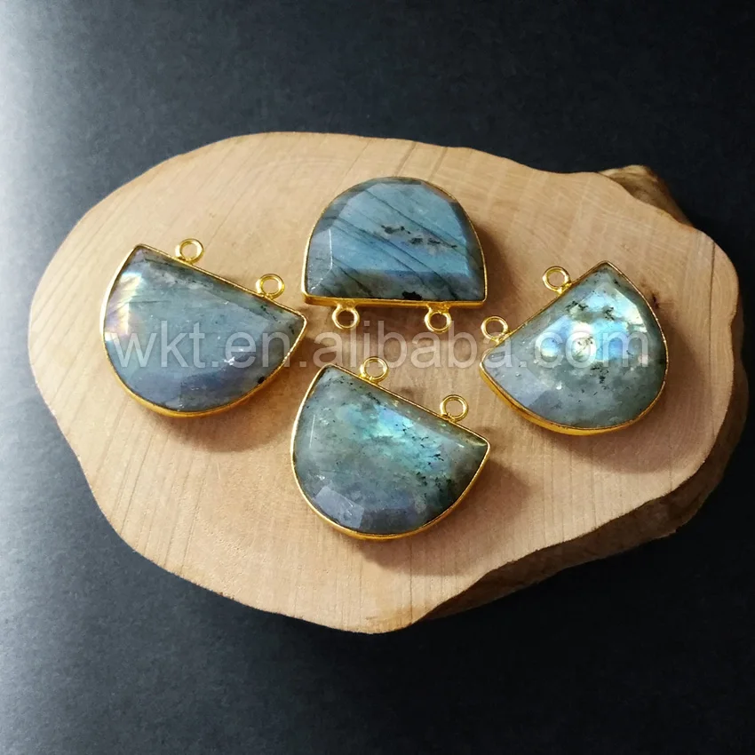 WT P805Charm полукруг из Лабрадорита кулон для ожерелья натуральный камень лабрадорит
