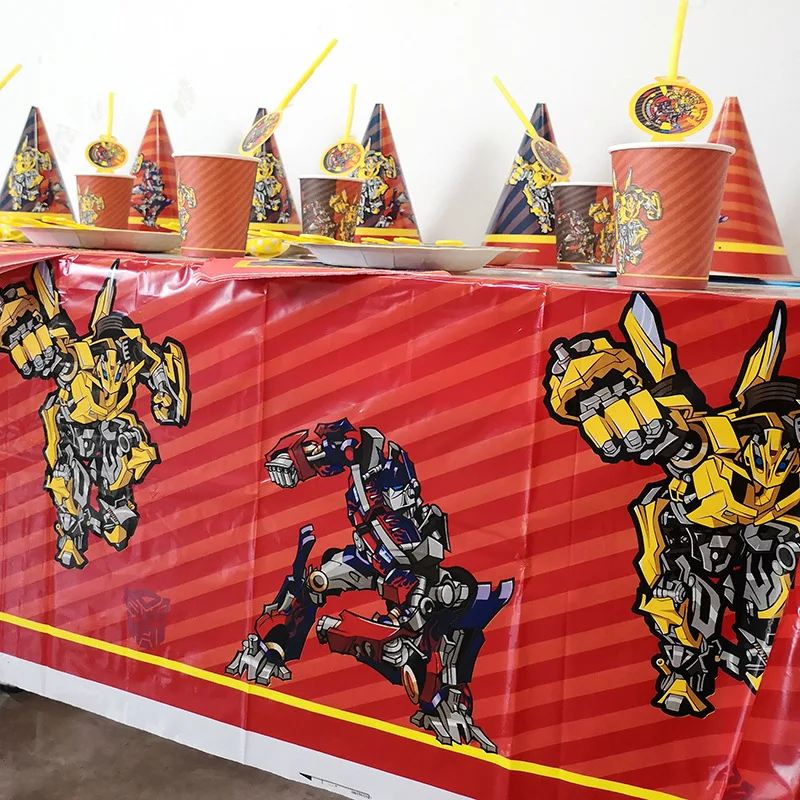 Transformation Bumblebee Optimus Prime Theme Party Decorations Paper Cup Plate Baby Shower Balloons Kids Birthday Party Supplies