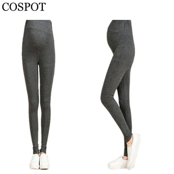 Pregnant Woman Leggings Plain Color Black Gray Pants for Pregnancy Women Waist Abdominal Spring Cotton Trousers