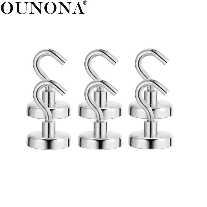 OUNONA 6 قطعة قوية خطاطيف مغناطيسية جدار هوك شماعات المطبخ حمالة تعليق جدارية حامل كأس هوك شنقا ل المطبخ تخزين منظمة